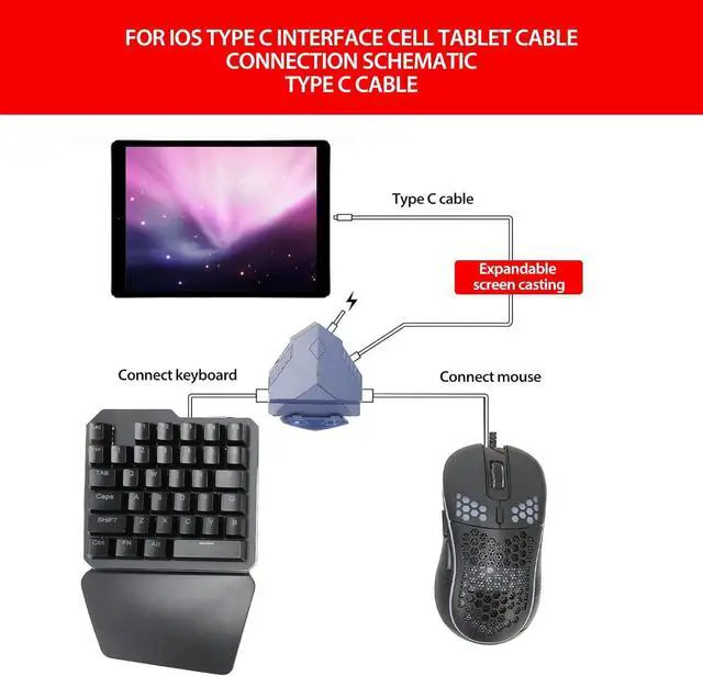 Alt view image 4 of 7 - Mobile Game Combo PackWired Gaming Keyboard Mouse Converter Mobile Game Accessories for Android for iOS