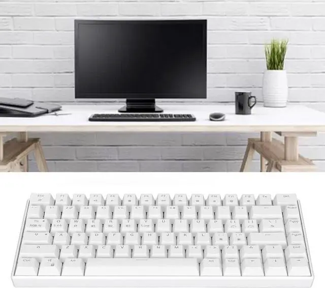 Alt view image 5 of 7 - 82 Keys Mechanical Keyboard, BT3.0, Wired Keyboard, RGB Backlit, Ergonomic Layout, 1800mAh Battery, for 2000, ME, XP, Vista, 7 (Linear Action Switch)