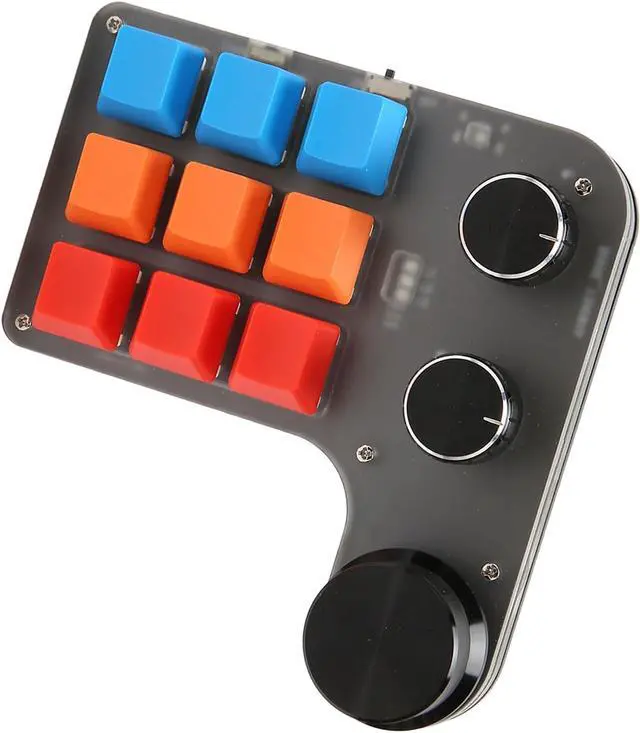Alt view image 5 of 7 - Mini Custom Keypad with 9 Keys 3 Knobs, Programmable RGB Backlit Macro Keypad for Gaming Software, Supports USB and BT Connection, Wide Application for Office, Stock, Games, etc.