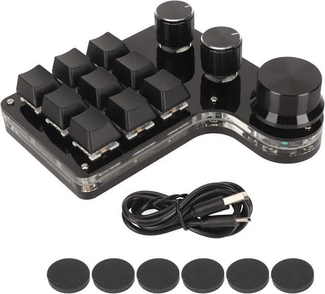 Alt view image 6 of 7 - ariarly Mini 9 Key Keypad, Mechanical Gaming Keyboard with RGB Light Blue Switch DIY Programmable Keyboard, Gaming Keypad with 3 Knob, Suitable for Designers and Video Editors