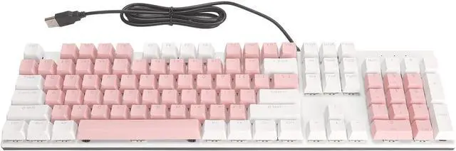 Alt view image 7 of 7 - 104 Key Mechanical Gaming Keyboard, Blue Switch, RGB Backlit, Wired, Plug and Play, for /, 28 Custom Lighting Modes (Roseate and White)