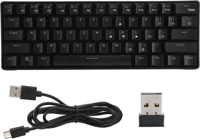Alt view image 7 of 7 - Wired Keyboard with 61 Keys, Dual Mode RGB Backlight, 19 Lighting Modes, with 2.4G Receiver, Power Cable, Gaming Mechanical Keyboard for Computer PC Tablet