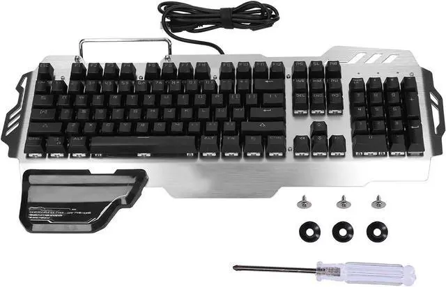 Main image of Mechanical Keyboard, 104 Keys USB Wired Mixed Light Office Keyboard Colorful Backlight Gaming Keyboard,Pluggable Green Axis,with Mobile Phone Holder, Ergonomic Hand Rest (Green axis RGB Colorful) ()