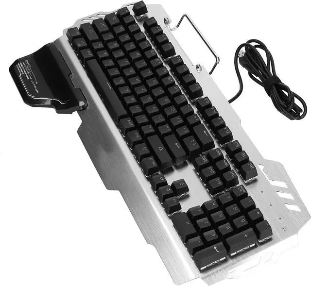 Alt view image 5 of 7 - Mechanical Keyboard, 104 Keys USB Wired Mixed Light Office Keyboard Colorful Backlight Gaming Keyboard,Pluggable Green Axis,with Mobile Phone Holder, Ergonomic Hand Rest (Green axis RGB Colorful) ()