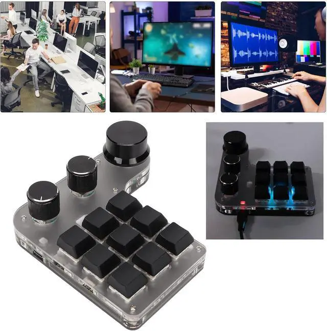 Alt view image 7 of 7 - Tangxi 9 Keys 3 Knobs Mini Custom Keypad, RGB Backlit Programmable Macro Keypad for Gaming Software, for Computer Gaming Software (Black)