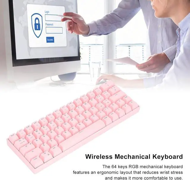 Alt view image 2 of 7 - 3 Modes Wireless Mechanical Keyboard Pink 2.4G RGB Wireless Mechanical Gaming Keyboard with 3 Modes N Key Rollover Brown Switch
