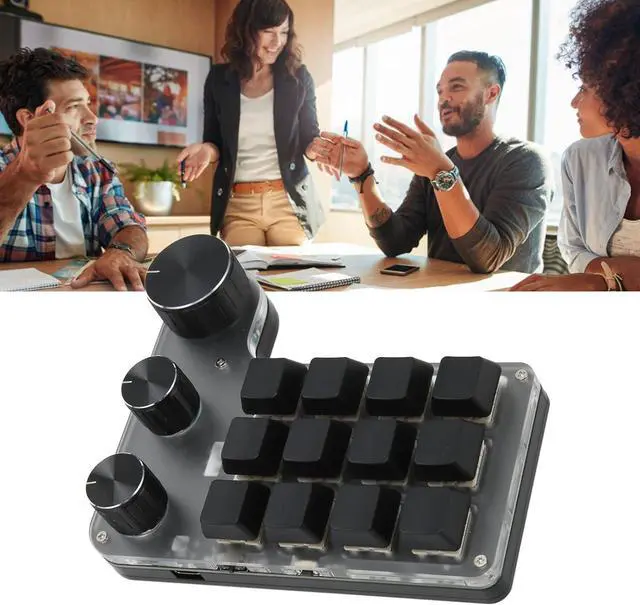 Alt view image 5 of 7 - Mechanical Macro Gaming Keyboard, USB Connection Programmable Macro Keyboard Plug and Play 12 Keys with 3 Knobs for Office for Music