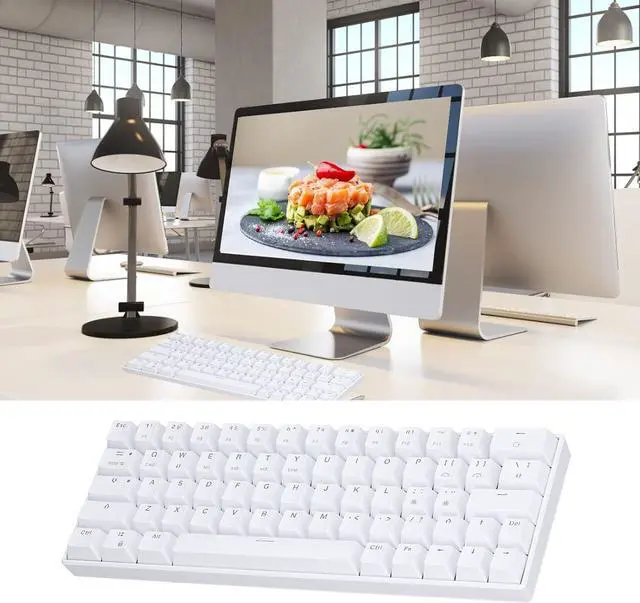 Alt view image 2 of 7 - Mechanical Gaming Keyboard, Mechanical Keyboard Long Battery Life Ergonomic Design Small Portable White for Gaming for Office for Home (Blue Switch)