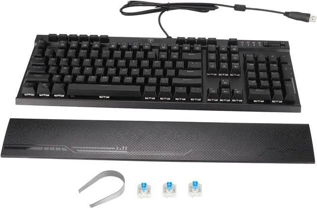 Main image of Restokki Mechanical Keyboard RGB Waterproof Macroprogramming Wired Keyboard E Sports Blue Switch Gaming Keyboard with Wrist Pad