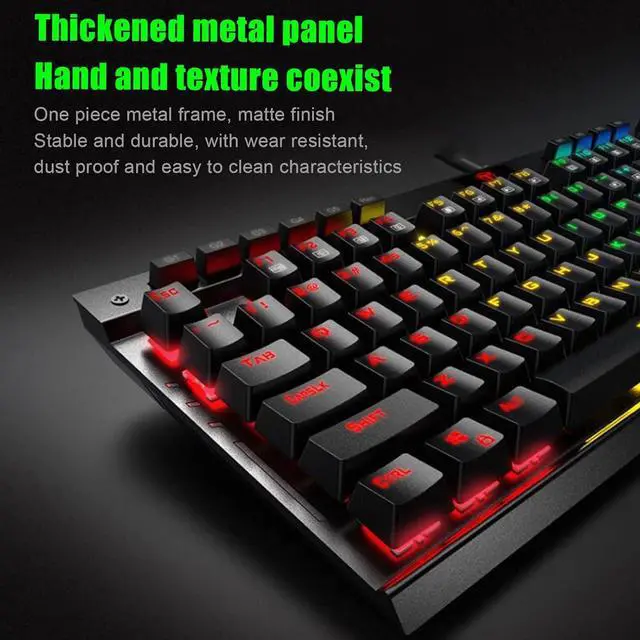 Alt view image 7 of 7 - Restokki Mechanical Keyboard RGB Waterproof Macroprogramming Wired Keyboard E Sports Blue Switch Gaming Keyboard with Wrist Pad