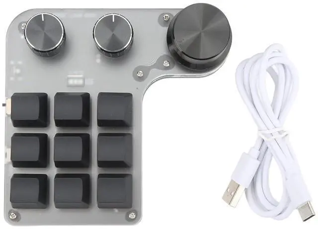 Alt view image 7 of 7 - One Handed Programmable Mechanical Keyboard, 9 Keys 3 Knobs RGB Programmable Macro Keyboard, Custom Shortcut, Dual Mode Connection, OSU Gaming Keyboard!