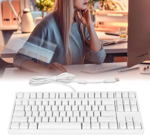 Alt view image 3 of 7 - F87 Mechanical Keyboard, Conversion Function Wired Mechanical Keyboard White Light Brown Switch 87 Keys Professional Gaming Chip for Home (White)