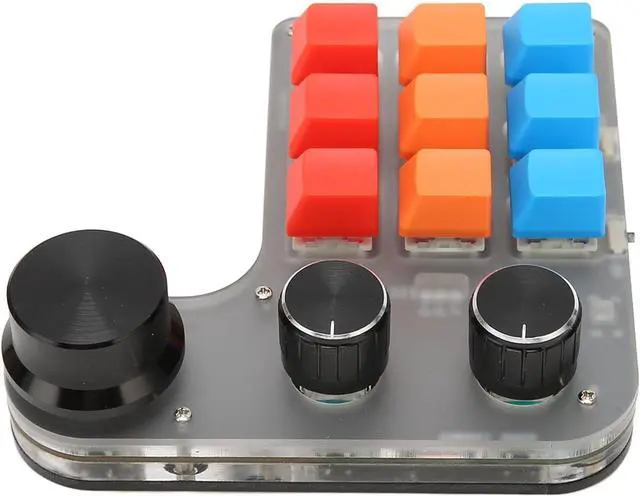 Alt view image 4 of 7 - Mini Custom Keypad with 9 Keys 3 Knobs, Programmable RGB Backlit Macro Keypad for Gaming Software, Supports USB and BT Connection, Wide Application for Office, Stock, Games, etc.