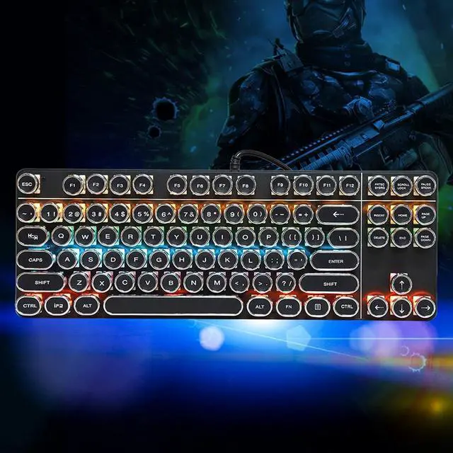 Alt view image 2 of 7 - Punk Mechanical Keyboard 917 with Metal Appearance and - Use Features for Gamers and Office Use