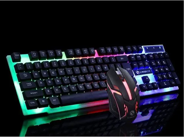 Alt view image 2 of 6 - Mechanical Keyboard and Mouse Combo RGB Gaming 104 Keys Blue Switches Wired USB Keyboards,Programmable Gaming Mouse for Computer Desktop White(Black)