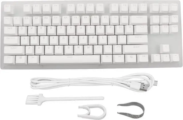 Alt view image 5 of 7 - AKLOSIPY 87 Keys Mechanical Keyboard with RGB Backlit Glass Panel, Plug and Play Wired Game Keyboard for PC and Laptop, Yellow Switch (Blue Switch)