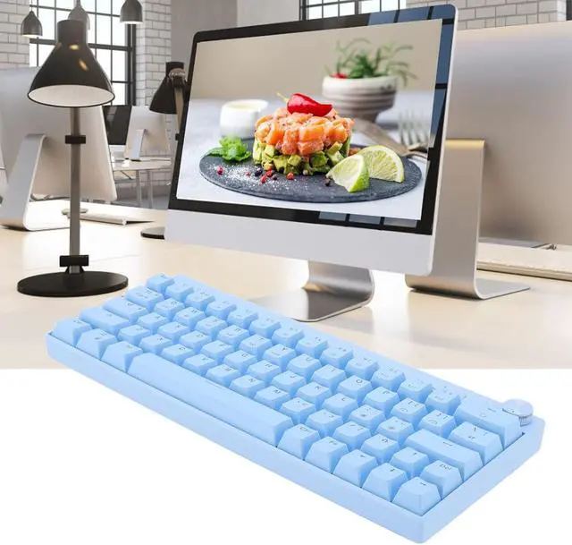 Alt view image 6 of 7 - Mechanical Keyboard, 64 Keys Wired Mechanical Keyboard Knob Design with Regulable RGB Backlight, 3 Modes N Key Rollover Gaming Keyboard, Blue(Red Switch)