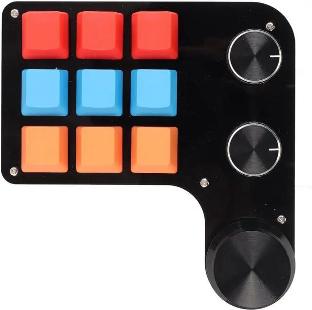 Alt view image 4 of 7 - 9 Keys Programmable Mini Macro Mechanical Gaming Keyboard, One Handed USB Type C Wired for Office, Customizable Function with 3 Knobs, On Board Storage, Suitable for Graphic Desig