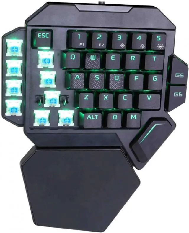 Alt view image 7 of 7 - One Hand Mechanical Keyboard, Blue Switch 35 Keys RGB Backlit Luminous Game Mechanical Keyboard, with Macro Definition Function, Ergonomic Game Controller for PC Gamer