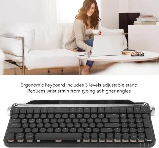 Alt view image 3 of 7 - Red Switch Mechanical Keyboard, 100 Keys RGB Backlight Gaming Keyboard for for, for OS X with Keypad, Hot Swappable, Dual Connection Modes (Black)