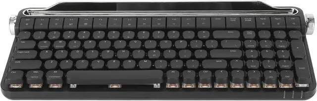 Alt view image 4 of 7 - Mechanical Keyboard, Red Switch Typewriter Mechanical Keyboard Hot Swappable Dual Connection Modes Retro RGB LED Backlight with Keypad for Office (Black)