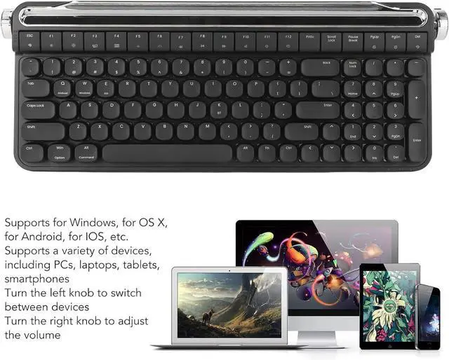 Alt view image 4 of 7 - Red Switch Mechanical Keyboard, 100 Keys RGB Backlight Gaming Keyboard for for, for OS X with Keypad, Hot Swappable, Dual Connection Modes (Black)