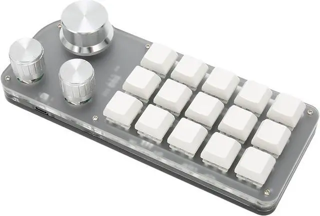 Main image of Goshyda One Handed Macro Mechanical Keyboard, 15 Keys 3 Knob Small Programmable Macropad Mechanical Keyboard, DIY Programmable Keyboard for Gaming Office Media