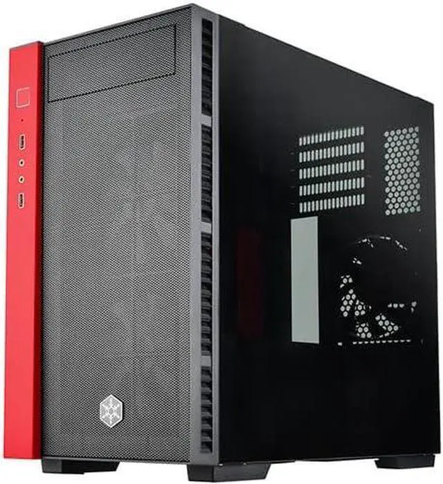 Main image of SilverStone Technology RL08BR-RGB Black and Red Micro-ATX Case with Tempered Glass Side Panel and 2 x120mm RGB Fans