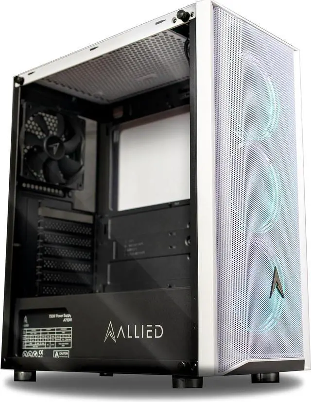 Main image of Allied Gaming Patriot ATX Tower Gaming Desktop Case: Tempered Glass Panel, 3X ARGB Fans Pre-Installed LED ARGB Fans, 1x USB 3.0 Ports, 2X USB 2.2 Ports, & Mesh Front Panel Airflow