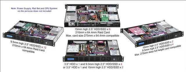 Alt view image 2 of 7 - PLINKUSA RACKBUY 1U(Fan LCD)(Maximum 12x2.5 SSD) Rackmount Chassis(12.60" Deep)(Micro-ATX/Mini ITX)(Customize 1U IO Shield)(NO Power Supply,No Rail,No System and Case Only) IPC-G1320M