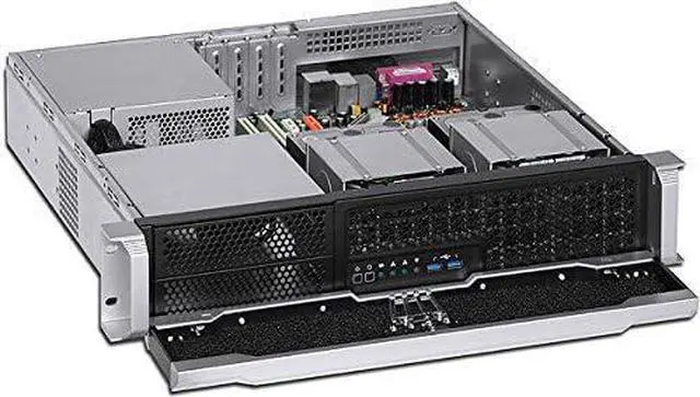 Alt view image 2 of 7 - PLINKUSA RACKBUY 2U USB3.0 (Stylish Lock Door)(2x5.25+2x3.5 HD+2x2.5 HD)(15.16" Deep)(Micro-ATX/Mini ITX) Rackmount Chassis(NO Power Supply, No Rail,No System and Case Only) IPC-E239B