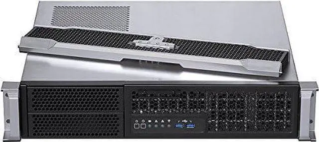 Alt view image 5 of 7 - PLINKUSA RACKBUY 2U USB3.0 (Stylish Lock Door)(2x5.25+2x3.5 HD+2x2.5 HD)(15.16" Deep)(Micro-ATX/Mini ITX) Rackmount Chassis(NO Power Supply, No Rail,No System and Case Only) IPC-E239B