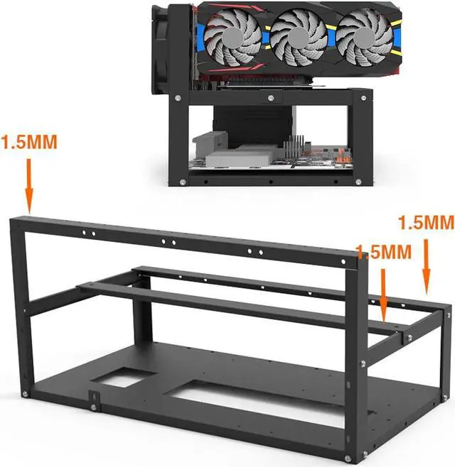 Alt view image 2 of 7 - Azusumi Graphics Card Holder,Motherboard Bracket,Durable Open Mining Rig Frame Case