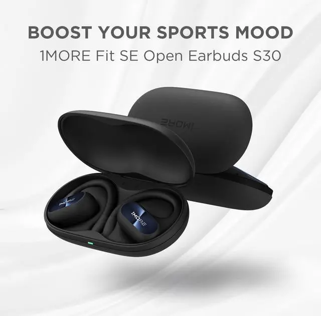 Alt view image 2 of 7 - 1MORE Fit SE S30 Open Ear Headphones,  Wireless Bluetooth Headphones with 4 Microphones for Clear Calls, Sports Earbuds Split Design with Earhooks, IPX5, 30-Hour Playtime, Bluetooth 5.3, Black
