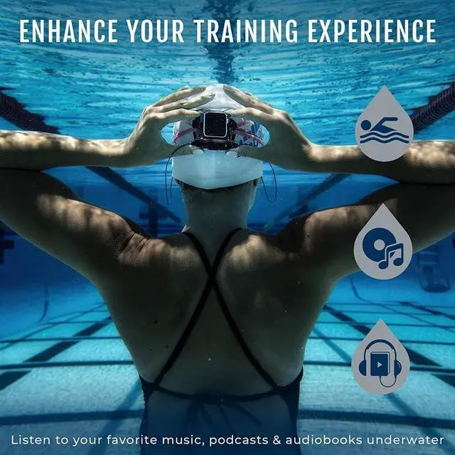 Alt view image 3 of 7 - H2O Audio Interval Waterproof Swimming Headphones for Apple Watch  Bluetooth IPX8 Underwater Sports Earbuds with Bass-Amplified Surge S+, 6-Hour Playtime