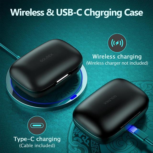 Alt view image 4 of 6 - GOLREX Ear Buds Bluetooth Headphones Wireless Earbuds 36Hrs Playback Wireless Charging Case Digital Display Over-Ear Earphones with Earhook Waterproof Headset with Mic for Sport Running Workout Black