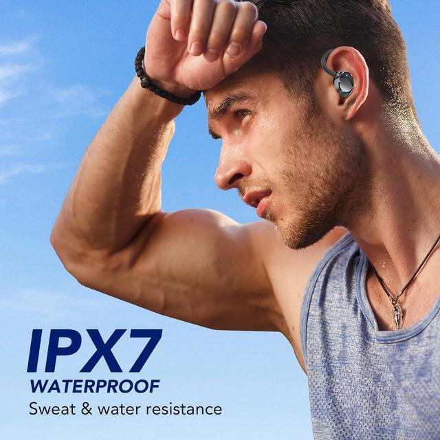 Alt view image 7 of 7 - QXQ Bluetooth Headphones Wireless Earbuds 60hrs Play Back Sport Earphones with LED Display Over-Ear Buds with Earhooks Deep Bass Microphone IPX7 Waterproof for Sports/Workout/Gym/Calls Black