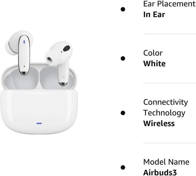 Alt view image 7 of 7 - OMK Wireless Earbuds Waterproof Headset Noise Cancelling Earphones Long Battery Bluetooth Headphones with Wireless Charging Case for iPhone Android (White)