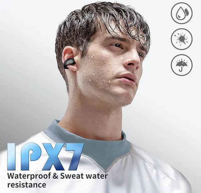 Alt view image 7 of 7 - CoolJumper Open Ear Clip Headphones, Wireless Earbuds Bluetooth 5.3 Sports Earphones Built-in Mic with Ear Hooks, 36H Playtime Charging Case LED Display, IP7 Waterproof Fitness Ear Buds for Running