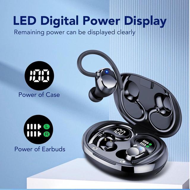 Alt view image 4 of 7 - QXQ Bluetooth Headphones Wireless Earbuds 60hrs Play Back Sport Earphones with LED Display Over-Ear Buds with Earhooks Deep Bass Microphone IPX7 Waterproof for Sports/Workout/Gym/Calls Black
