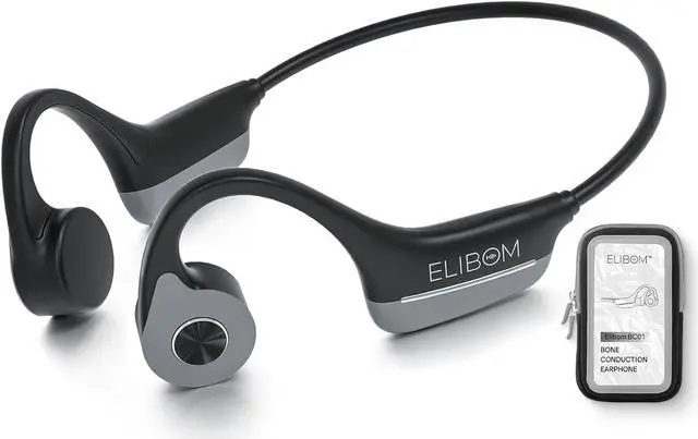 Main image of Elibom Bone Conduction Headphones, Waterproof Open-Ear Headphones, 9+Hours Music & Call, Wireless Bluetooth Earphones with mic, 25g Sports Headset, Arm Bag Included