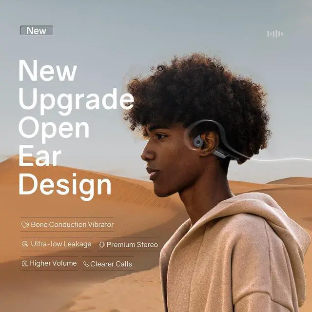 Alt view image 2 of 7 - Elibom Bone Conduction Headphones, Waterproof Open-Ear Headphones, 9+Hours Music & Call, Wireless Bluetooth Earphones with mic, 25g Sports Headset, Arm Bag Included