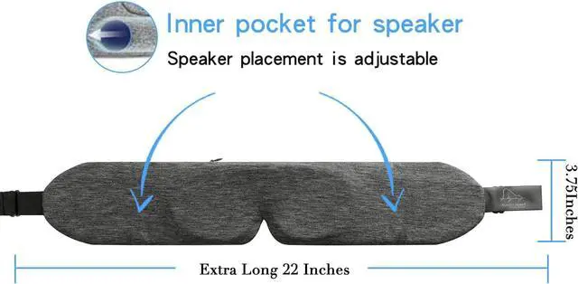 Alt view image 3 of 7 - ALASKA BEAR Sleep Headphone Headband Bluetooth 5.2 HD Stereo Noise Reduction Eye Contour Built-in Mask w/Thin Speakers Wireless Audio Sports Headgear(Dark Grey)