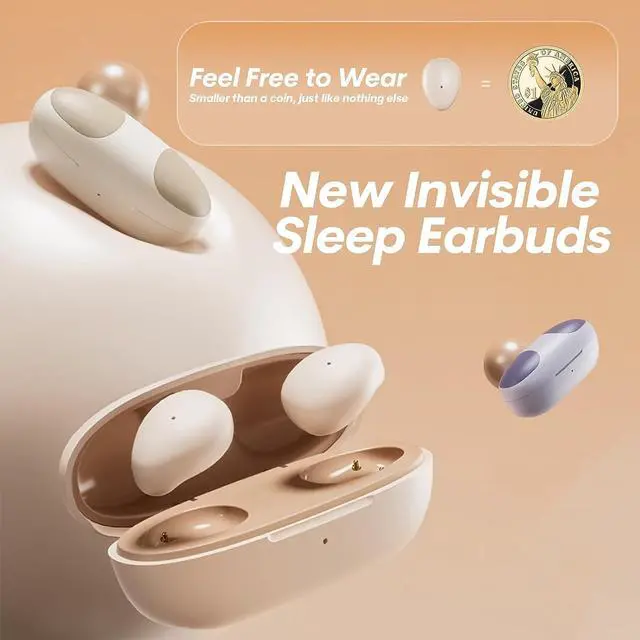Alt view image 2 of 7 - Sleep Earbuds for Side Sleepers, Sleep Invisible Ear Buds, Discreet Smallest Mini Micro Tiny Small Invisible Earbuds Wireless Bluetooth 5.3 for Sleeping on Side, Hidden Headphones for Work - Purple