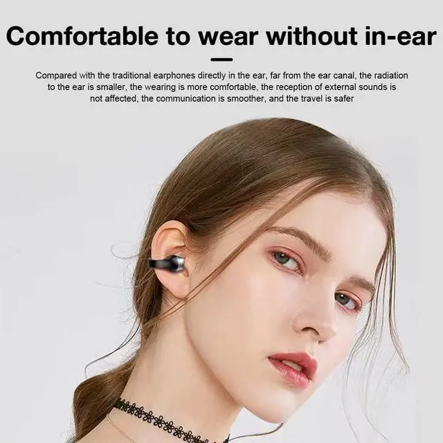 Alt view image 6 of 7 - Ear Clip Bone Conduction Headphones Bluetooth 5.3, Wireless Open Ear Clip on Earbuds,Waterproof Mini Sport Running Painless Earring Earphone, Noise Cancelling/HiFi Quality/Long Battery Life