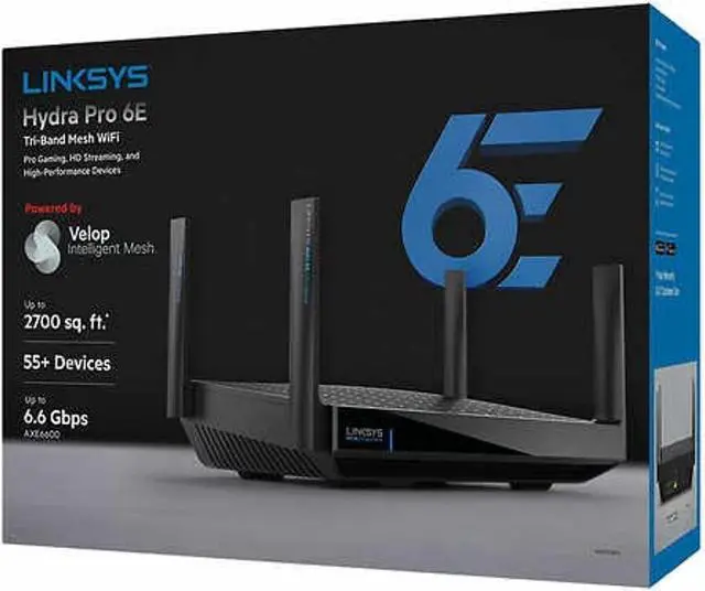 Alt view image 2 of 4 - Linksys Hydra Pro 6E Tri-Band Mesh WiFi AXE6600 Router