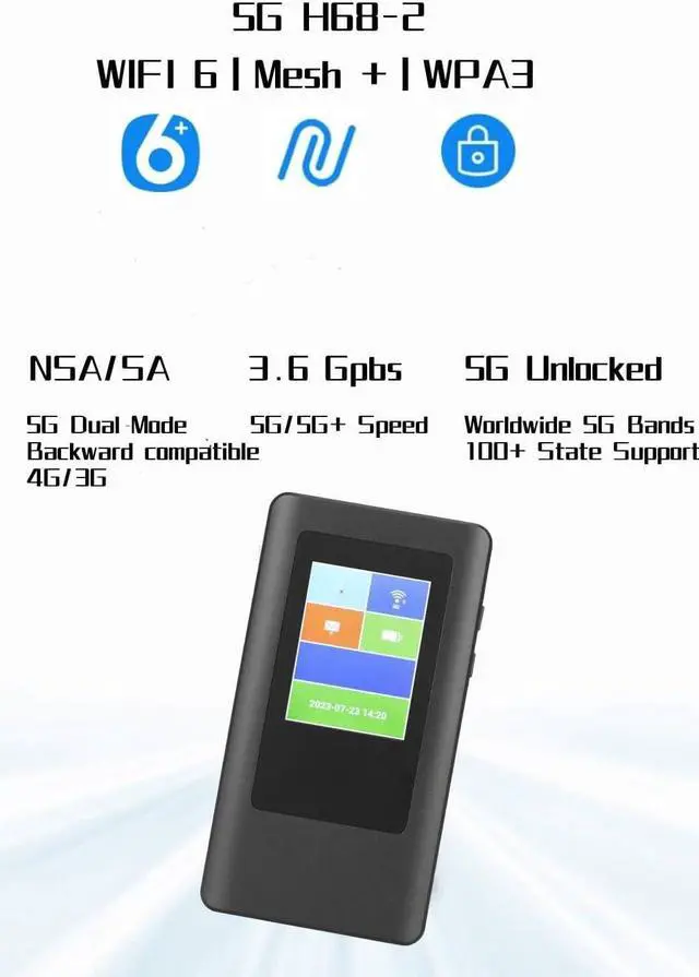 Alt view image 2 of 7 - True 5G Router 5G + Mobile Hotspot Device for Internet, Nano SIM Card Slot, Fast Online for Home Travelling Office