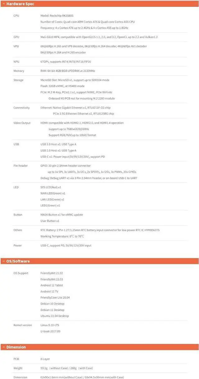 Alt view image 2 of 7 - Nanopi R6C Wireless Mini WiFi Router OpenWRT, Smart Office Home Gateway, LPDDR4X RK3588S CPU 6Tops NPU Mali-G610 GPU, with PCle Gbps Ethernet for NAS IoT Device, Support Ubuntu Debian (4+32GB)