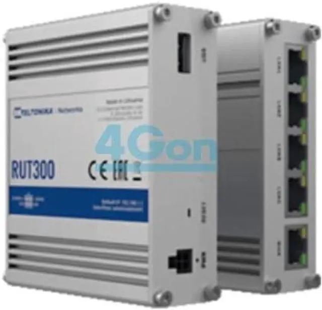 Alt view image 6 of 6 - Teltonika RUT300 000100 Industrial Ethernet Router, Sturdy Aluminum Housing, Compatible with Teltonika Remote Management System, 5 x Fast Ethernet Ports (10/100 Mbps), Passive PoE, USA PSU, Silver