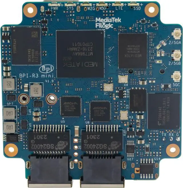 Alt view image 6 of 7 - youyeetoo Banana pi R3 Mini Travel Router Board WiFi 6 OpenWRT MediaTek MT7986A 2G DDR RAM 8G eMMC Flash 2X 2.5GbE Port Onboard (Wireless Network for Streaming Media, Games and Other Applications)